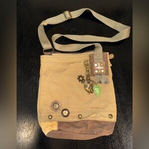 Chala Tan and Brown Crossbody Bag with Charm
